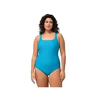 ulla popken femme grandes tailles maillot de bain à bonnets souples, décolleté carré et texture ondulée turquoise clair 48 827308750-46
