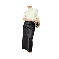 dvbfufv jupe longue pour femme - style vintage - en peau de mouton - jupe crayon élégante et luxueuse - taille haute, noir , 40