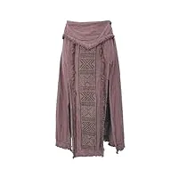 guru shop jupe longue à panneau, jupe d'été ouverte, jupe style ethnique, femme, marron, coton, taille : 38, marron, 40