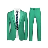 costume 3 pièces pour homme - couleur unie - coupe ajustée - bouton unique - revers - gilet et pantalon, lot de 2 pièces xian lv, xl