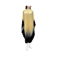 robe plissée dégradée pour femme - robe ample et décontractée à col rond - robe trapèze à manches chauve-souris, jaune, taille unique