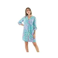 coline - robe courte chemise imprimé floral - couleur : turquoise - taille : xl