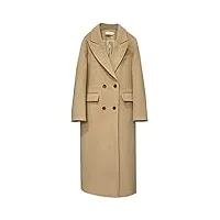 aqqwwer manteaux pour femme women tweed double breasted blazer coat vintage long sleeve flap pockets female outerwear chic veste femme (color : yellow, size : m)