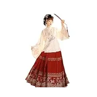 qzlnontk jupe à face de cheval hanfu, hanfu – robe traditionnelle chinoise brodée for femmes, jupe avec visage de cheval ming made, costume for spectacle sur scène (color : red, size : s)