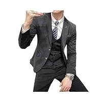 ensemble 3 pièces pour homme (veste + gilet + pantalon) - costume d'affaires formel - robe de mariée à carreaux, tz961 gris foncé, 6x-large
