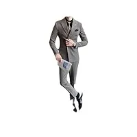 costume décontracté pour homme (blazer + gilet + pantalon) costume d'affaires rayé formel robe de mariage fête smoking, marron, xxxl