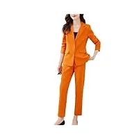 vogrtcc costumes pour femmes, ensembles de bureau, mode crantée, simple boutonnage, blazer slim, chic, vintage, taille haute, pantalon
