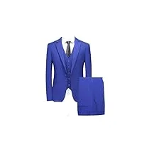 costume 3 pièces pour homme (veste + gilet + pantalon) - robe de mariage - smoking fin - costume d'affaires formel, bleu marine, xxxl