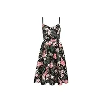 hell bunny calypso midi robe feuille tropicale florale années 1950 rétro sexy, noir, l
