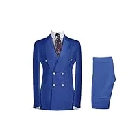 costume blanc à double boutonnage pour homme, pantalon blazer formel, tenue ajustée pour homme, smoking de marié, 2 pièces, bleu marine, xs