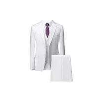 costume de soirée slim pour homme - style britannique - robe de mariée - robe de bal de fin d'année, robe de soirée - blazer et pantalon, blanc 3 pièces., 4x-large