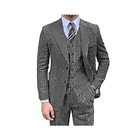 costume 3 pièces formel en tweed à chevrons pour homme coupe ajustée smoking, gris, 4x-large
