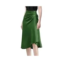 jupe d'été taille haute en satin pour femme - couleur unie - plis irréguliers - jupes de travail et de fête, en8, 40
