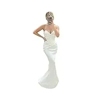 bonool robe de mariée 2 en 1 avec traîne détachable, en satin, sans manches, simple, sirène, robes de mariée princesse, 2023