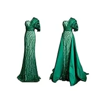 karfri robes de demoiselle d'honneur asymétrique épaule dénudée pour femmes robe sirène froncée en satin robe de bal élégante avec traîne