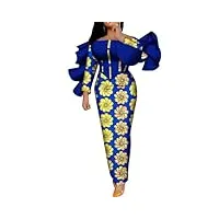 robe africaine évasée à manches longues pour femme - robe tunique cirée, 24fs1427, 4xl