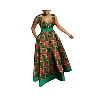 robes africaines pour femme dashiki patchwork wax print robe de soirée longue col en v, 24fs1407, 3xl