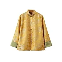 axebhped manteau court ajusté à col montant rétro boutonné sur le devant et couleur contrastée, jaune, l