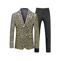 costume d'affaires à paillettes 2 pièces pour homme, robe de bal classique, blazer et pantalon, doré b1, xxxl