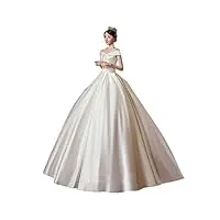 ronglong robes de mariée en satin robe de balle Élégante fête faire mariée longtes robes de bal de mariée classiques belles (longueur blanche), blanc, la longueur du sol