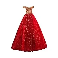 ronglong femmes à l'Épaule longue robe de soirée de robe de mariée de la mariée de la mariée, l rouge, rouge, xxl