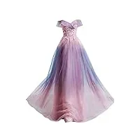 ronglong robe de mariée de la mariée de la mariée de gradient bleu rose, mauve, xs