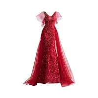 ronglong robe de mariée nuptiale robe de soirée de la femme rouge, rouge, s