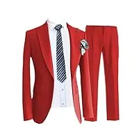 ensemble de 3 pièces pour homme blazers pantalons gilet costume robe de mariée couleur unie blazers veste pantalon gilet, lot de 2 pièces rouge, l