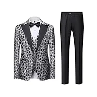 rajegar 3 pieces tuxedo suit for men paisley slim one button blazer jacket vest pants set for wedding party,dinner,prom