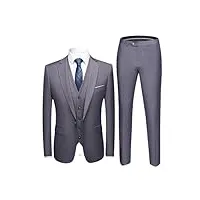 costume de mariage pour homme ensemble élégant blazers formels 3 pièces vestes gilets pantalons manteaux d'affaires classiques, costume 3 pièces gray9, s