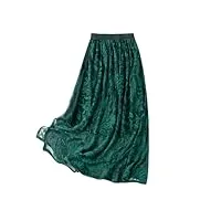 bciopll jupe brodée en soie pour femme - taille élastique - jupe fendue avec doublure, antique en8, taille unique
