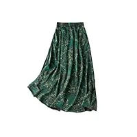 bciopll jupe plissée rétro en soie avec poches à taille élastique pour femme, dark en8, taille unique