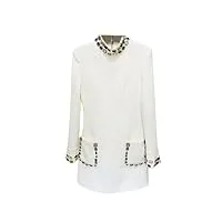 fcofdrs robe t-shirt à manches longues pour femmes diamant scintillant coupe ajustée pull couleur unie tunique,blanc,xxl