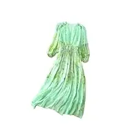robe de soirée en soie pour femme - col en v - taille élastique - imprimé - Élégante robe d'été, en8, m