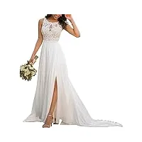 sevenyxx vintage dentelle robe de mariée longue bohème robe de mariée sans manches, couleur beige, 50