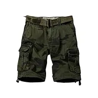 short cargo camo1 de nombreuses poches, style militaire, bleu camouflage, pantalon court d'été pour hommes, camouflage f (sans ceinture), 29w