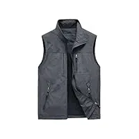 ffnkrnfi gilet classique multi-poches pour hommes, sans manches, fin, couleur unie, manteau de travail, veste d'été pour photographe