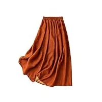 jupes en soie pour femmes taille élastique jupes amples, marron, taille unique