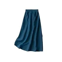 jupes en soie pour femmes jupe à taille élastique, bleu, taille unique