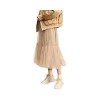 jupe plissée pour femme - jupe mi-longue ample, kaki, 44
