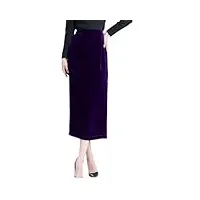 jupe trapèze mi-longue en soie pour femme, violet, 44