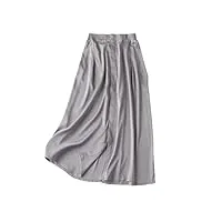 jupe double en soie pour femme - taille élastique - jupe trapèze - pour bureau et femme, gris, 44