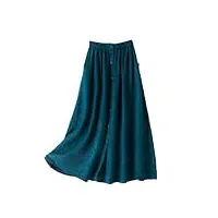 jupe trapèze large et ample en soie à taille élastique pour femme, noir foncé, taille unique