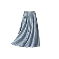 generic jupe mi-longue élastique en soie avec poches, n bleu., taille unique