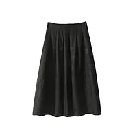 jupe trapèze en soie taille haute pour femme, noir , 36