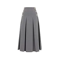 jupe plissée taille haute pour femme, gris, 48