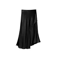 jupe fendue en soie unie à taille élastique pour femme, comme sur l'image 1, 52