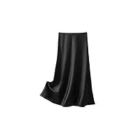jupe en soie pour femme - jupe mi-longue élégante, noir , 40