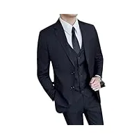 hndudnff costume de mariage pour homme (costume + gilet + pantalon), coupe ajustée, affaires, décontracté, robe de mariée 3/2 ensembles, noir lot de 2, 5x-large