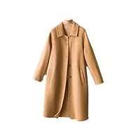 manteau long en cachemire à simple boutonnage pour femme, kaki9., s